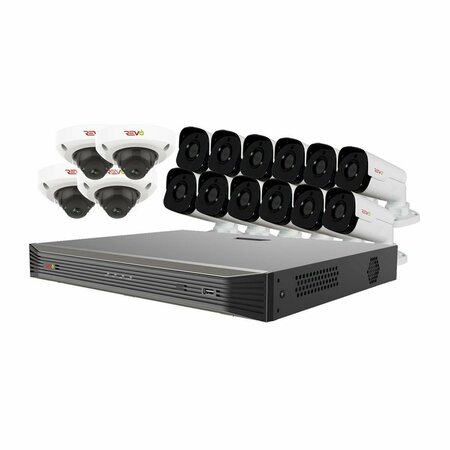 REVO AMERICA Ultra HD Audio Capable 16 Channel 8TB NVR Surveillance System with 16 4 Megapixel Cameras RU162D4GB12GA-8T